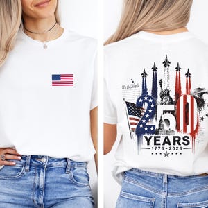 America 250 Shirt, 1776 to 2026 Fighter Jet Tee, Front and Back Print Patriotic Top, 4th of July Shirt, 250 Years of Freedom, USA Graphic