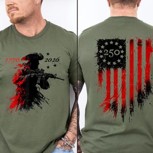USA 250 Years Celebration Shirt, Modern Patriot 1776-2026 Tee, American Flag Heritage Top, Tactical Revolutionary Soldier