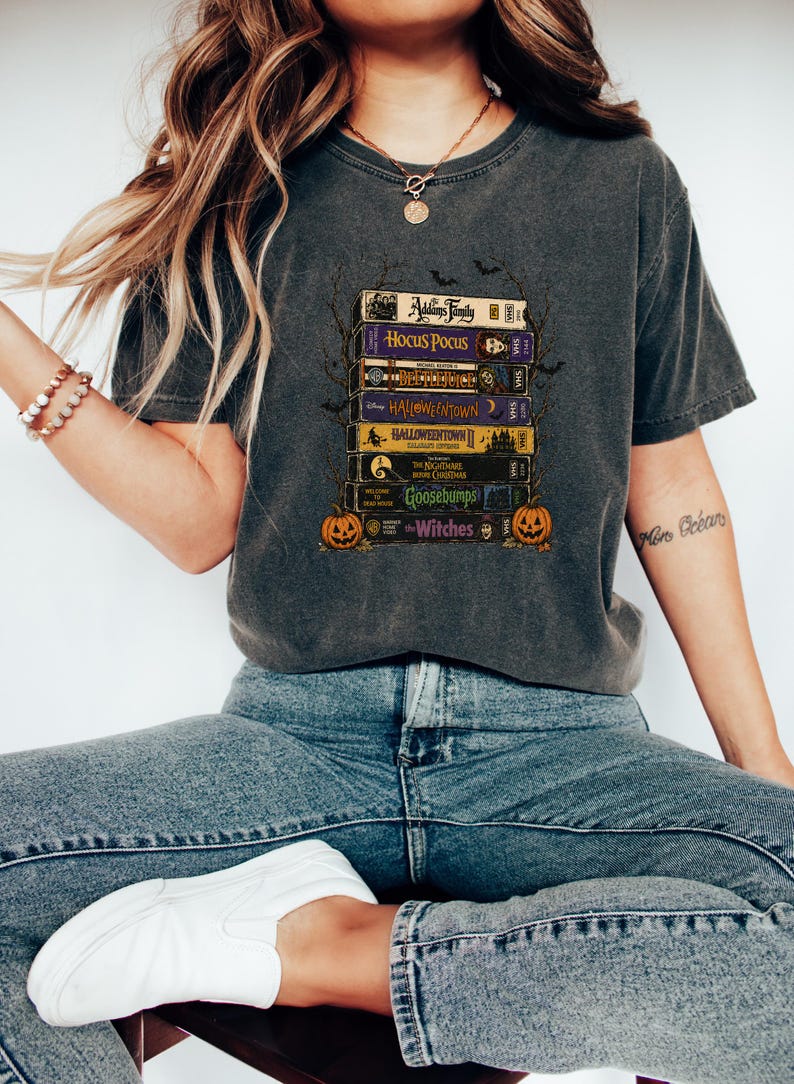 Halloween Movies Books Shirt, Halloween Pumpkin Shirt, Halloween Witches Shirt, Retro 90's Halloween Shirt, Halloween Party image 1