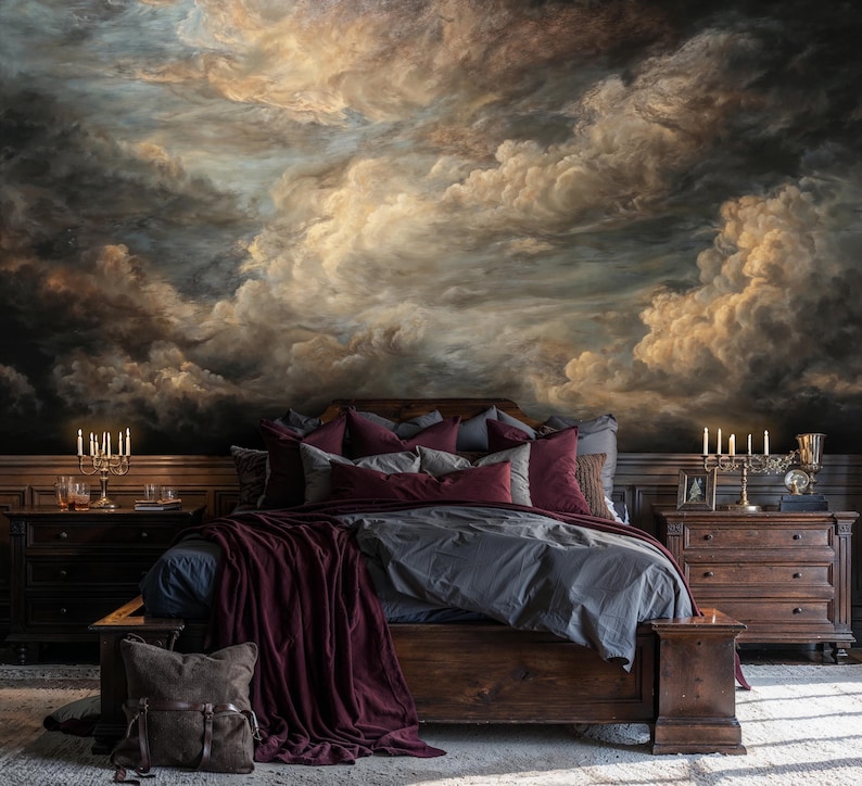 Dark Cloud Wall Mural: Moody Wallpaper Peel and Stick Bedroom - Etsy