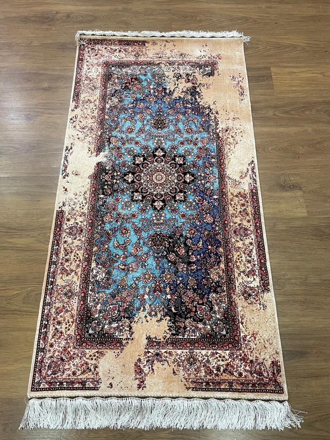 120 Reed Rugs Modal Silk Blue Medallion Persian Style Rug, 120 Reed, Luxury ...