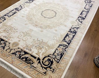 Gold Oushak Style Teppich: 200x300 Türkischer Bambus Seidenteppich