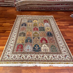 Handmade Silk Rug Kayseri Thousand and One Nights Design Patchwork Luxury Area Rug One of a Kind Special Collection