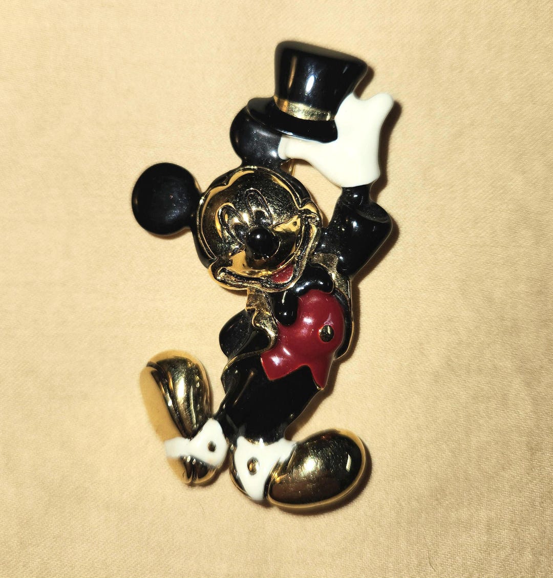 VINTAGE MICKEY MOUSE, Napier Lapel Pin, Gold Tone and Enamel.