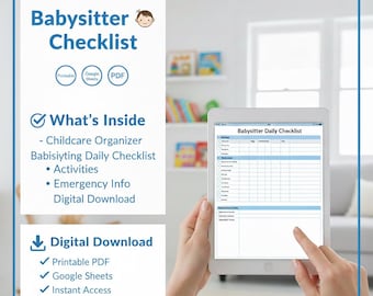 Babysitter Checklist | Childcare Organizer | 2026 Daily Plan | Printable Digital | Parent baby Planner | Digital Download