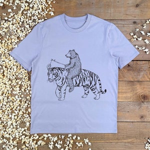 Bear and Tiger T-Shirt, Men's eco-friendly t-shirt, Graphic, mens gift Ahoy (lilac)