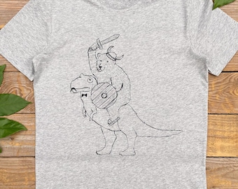 Warrior Bear T-Shirt, dinosaur tshirt, cool men's bear tee, gift for him