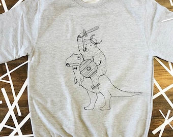 Dinosaur and Bear Jumper mens, bear sweater, mens gift