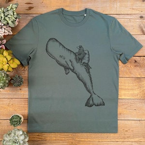 Val och björn T-shirt, handtryckt, herr dinosaurie-t-shirt, present till honom