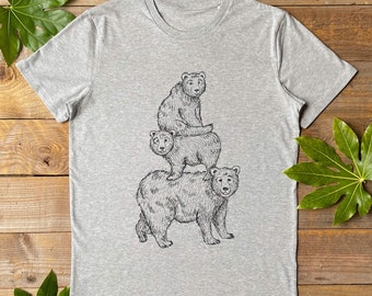 Bear Stack T-shirt, bear family tee, men's bear t-shirt, gift for dads, graphic