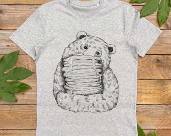 Bear and Pancakes T-Shirt, men's bear tshirt, cool tee