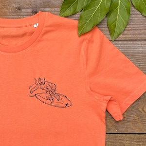 Surfing Bear T-Shirt, pocket tee, Graphic, organic, Men&#39;s gift