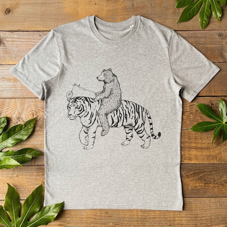 bear riding a tiger tshirt