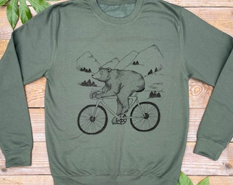 Bear riding a Bicycle Jumper, cool Jumper, Racer bike Sweatshirt, graphic jumper