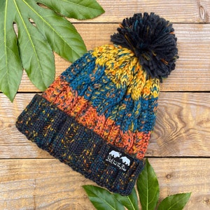 Gorro de invierno con pompón de oso, gorro con pompón ártico, calabaza