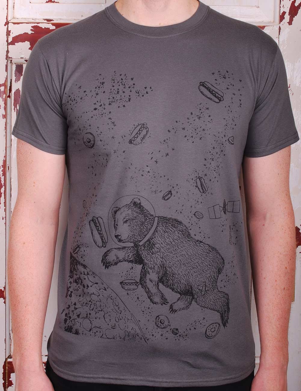 Image of Bear in Space T-Shirt, 100% Organic Cotton, Cool T-Shirt Gift For Him, Christmas Gifts