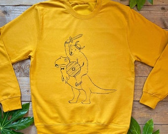 Dinosaur and Bear Jumper mens, bear sweater, mens gift