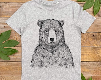 Grizzly Bear T-shirt, cool bear tee, graphic, gift for him