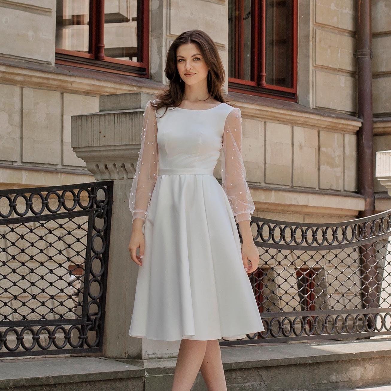 navy blue dress for baby girl Winter City Hall Wedding Dress main image 1
