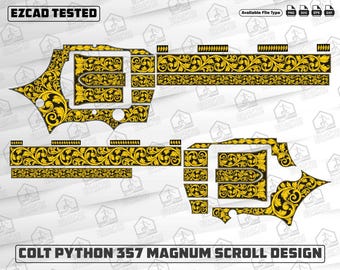 Colt Python 357 Magnum Scroll Design SVG | Laser Cut File | Engraving Files