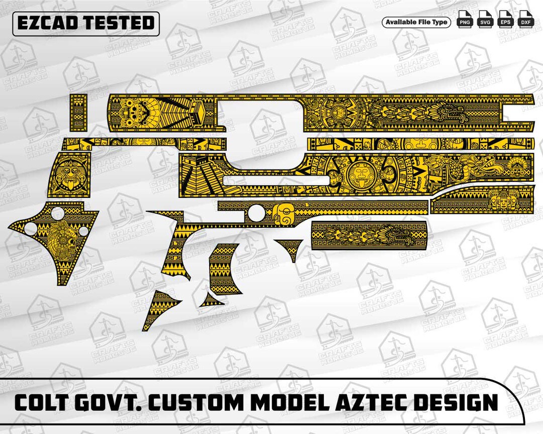 Colt Government Custom Model Aztec Design Svg: Engrave Files ...