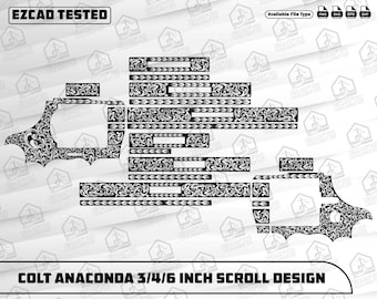 Colt Anaconda 3/4/6 inch Scroll Design SVG | Laser Cut File | Engraving Files
