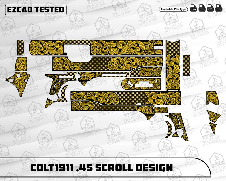 Colt Graphics Colt1911 45 Scroll Design SVG: Laser Cut/engrave Files - Etsy