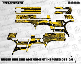 Diseño SVG inspirado en Ruger SR9 2nd Amendment: archivos cortados y grabados con láser