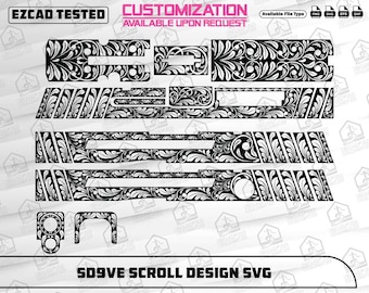 SD9VE con diseño de pergamino de flores SVG: Archivos de corte/grabado láser