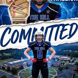 May include: Image of a football player in a black and blue uniform with the text "THE HILL" and the number "0". The image includes the text "PAISLEY FRALEIGH" and "COMITTED". A WWE championship belt is also visible. The bottom of the image reads "Detroit prowl Women's semi pro team".