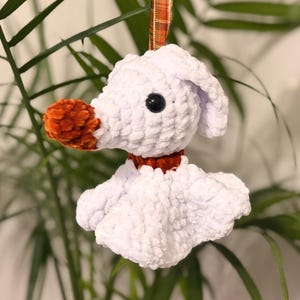 Peluche de Zero tejido a crochet / Decoración de Halloween / Adorno de perro Zero / Decoración colgante espeluznante / Regalo hecho a mano