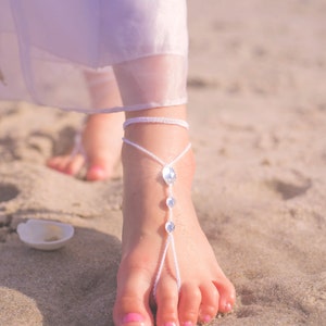 Foot Jewelry Barefoot Sandals Crystal Flower Girl Boho Wedding Shoes Beach Wedding Footless Sandals Flower Girl Gift Sandles image 5