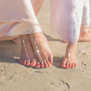 Mommy and Me outfits Boho Barefoot Sandals Mother Daughter Foot Jewelry Flower Girl Beach Wedding Footless Shoes Barefoot Sandles image 4