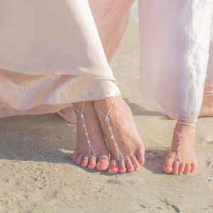 Foot Jewelry Barefoot Sandals Crystal Flower Girl Boho Wedding Shoes Beach Wedding Footless Sandals Flower Girl Gift Sandles image 6