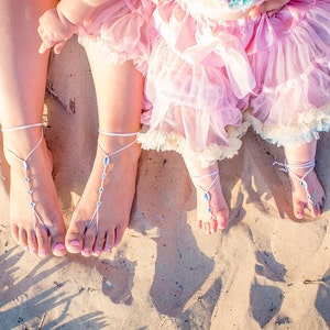 Mommy and Me outfits Boho Barefoot Sandals Mother Daughter Foot Jewelry Flower Girl Beach Wedding Footless Shoes Barefoot Sandles image 1