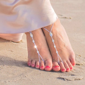 Beach Wedding Barefoot Sandals, Minimalist Bridal Barefoot Sandals, Foot Jewelry Footless Sandals, Barefoot Wedding, Bridesmaid gift MCC image 3