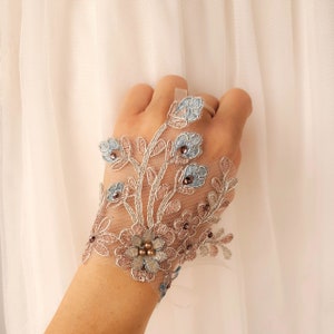 Wedding Gloves, Boho Lace Bridal Sleeves in White, Fingerless Gloves Removable Sleeves, Women 3D Flower Lace Fingerless Gloves, Tulle Gloves image 6