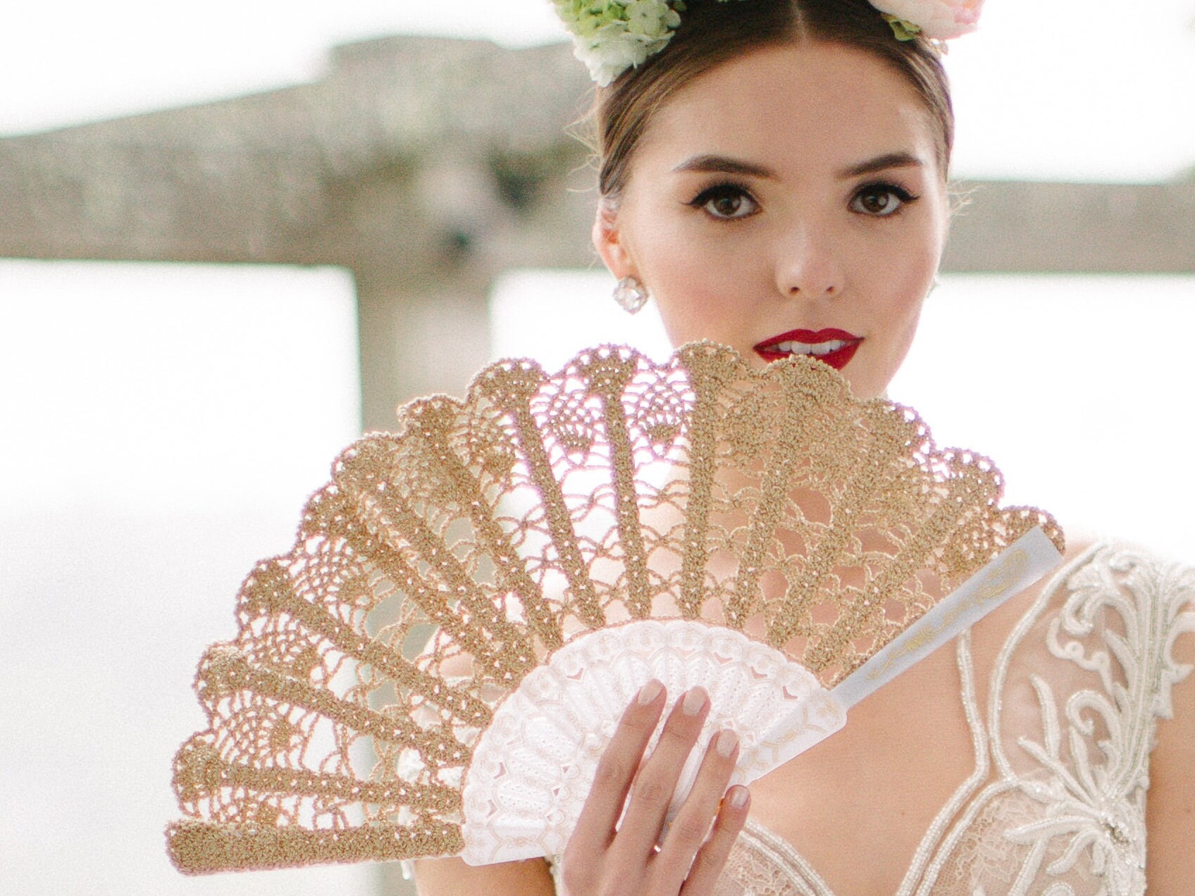 Wedding lace sale fan