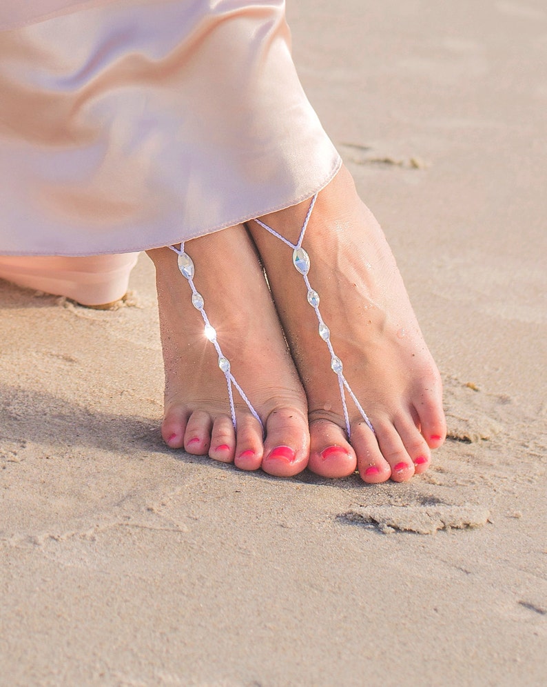 Beach Wedding Barefoot Sandals, Footless Sandals, Crystals Bridal Barefoot Minimalist Sandals, Foot Jewelry, Bridesmaids Gift, Boho Wedding 