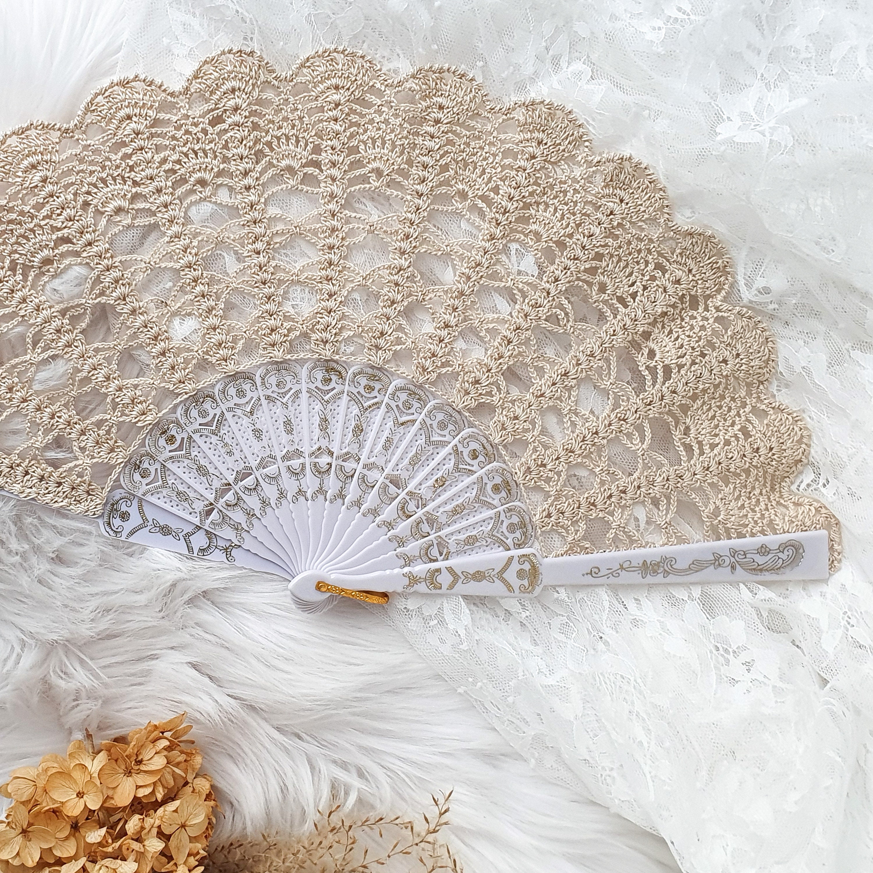 Abanico De Mano Plegable De Encaje Vintage - Color Azul, Tamaño 42,5 X 23 Cm, Ideal Para Bodas, Verano Y Fiestas