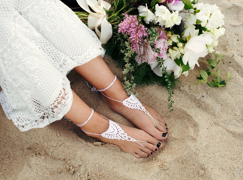 Bridal Barefoot Sandals Lace Bridal Jewelry Boho Sandals Etsy
