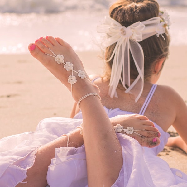 Flower Girl Sandals, Toddler Barefoot Sandals, Mommy and Me outfits, Baby Foot Jewelry, Beach Wedding, Footless Sandals, Barefoot Wedding