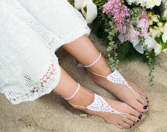 Crochet Lace Barefoot Sandals, Beach Wedding Accessory, Bride to Bridesmaid Gift, One Size Fits All Summer Shoes, Lace Foot Jewelry
