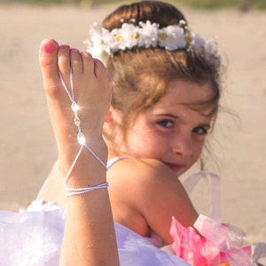 Foot Jewelry Barefoot Sandals Crystal Flower Girl Boho Wedding Shoes Beach Wedding Footless Sandals Flower Girl Gift Sandles image 1