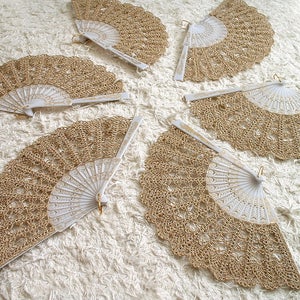 Lace Hand Fan Champagne Gold Hand Held Fan Bouquet Alternative Spanish Wedding Fan-Spain Gift for Her Folding Lace Fan Mother of Bride image 5