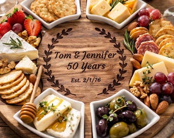 Wedding Gift for Couple, Engraved Acacia Charcuterie Board, Personalized Cheeseboard, Bridal Shower Gift, Engagement Gift, Newlywed Gift
