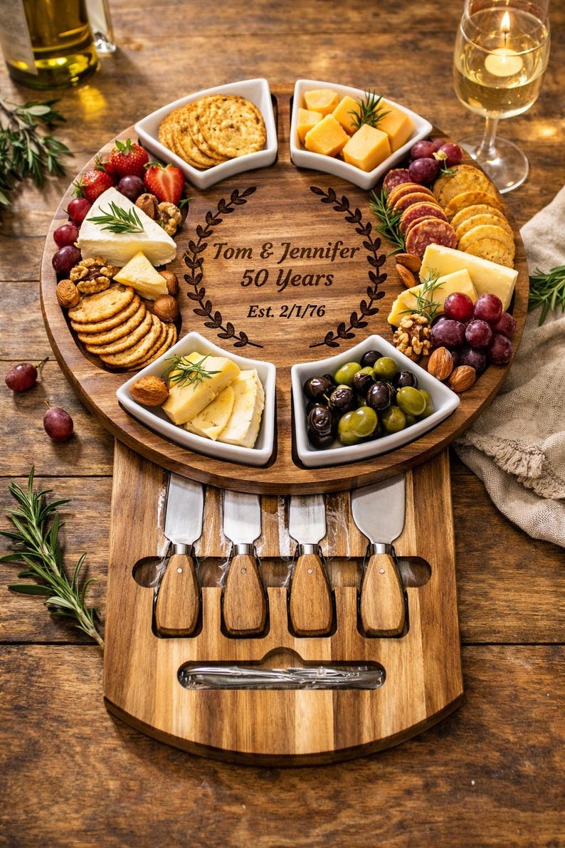 Wedding Gift for Couple, Engraved Acacia Charcuterie Board ...