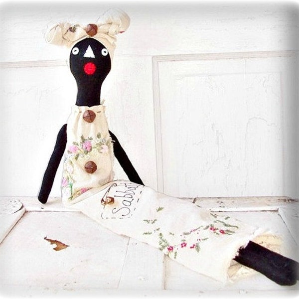 HANDMADE Primitive Folk Art Black Mammy Raggedy Sabbath Doll