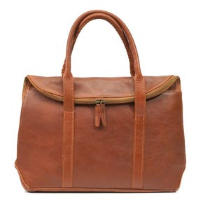 Volnerf Leren Laptoptas – Twee-Kleurige Waxy Leren Aktetas, Handgemaakt, 17 inch Laptop, YKK Rits