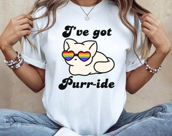 I've Got Purr-ide Cat Tee, Unisex Short Sleeve Shirt, LGBTQ+ Pride Apparel, Funny T-Shirt, Rainbow Cat Design, Gift for friend, Pride Month